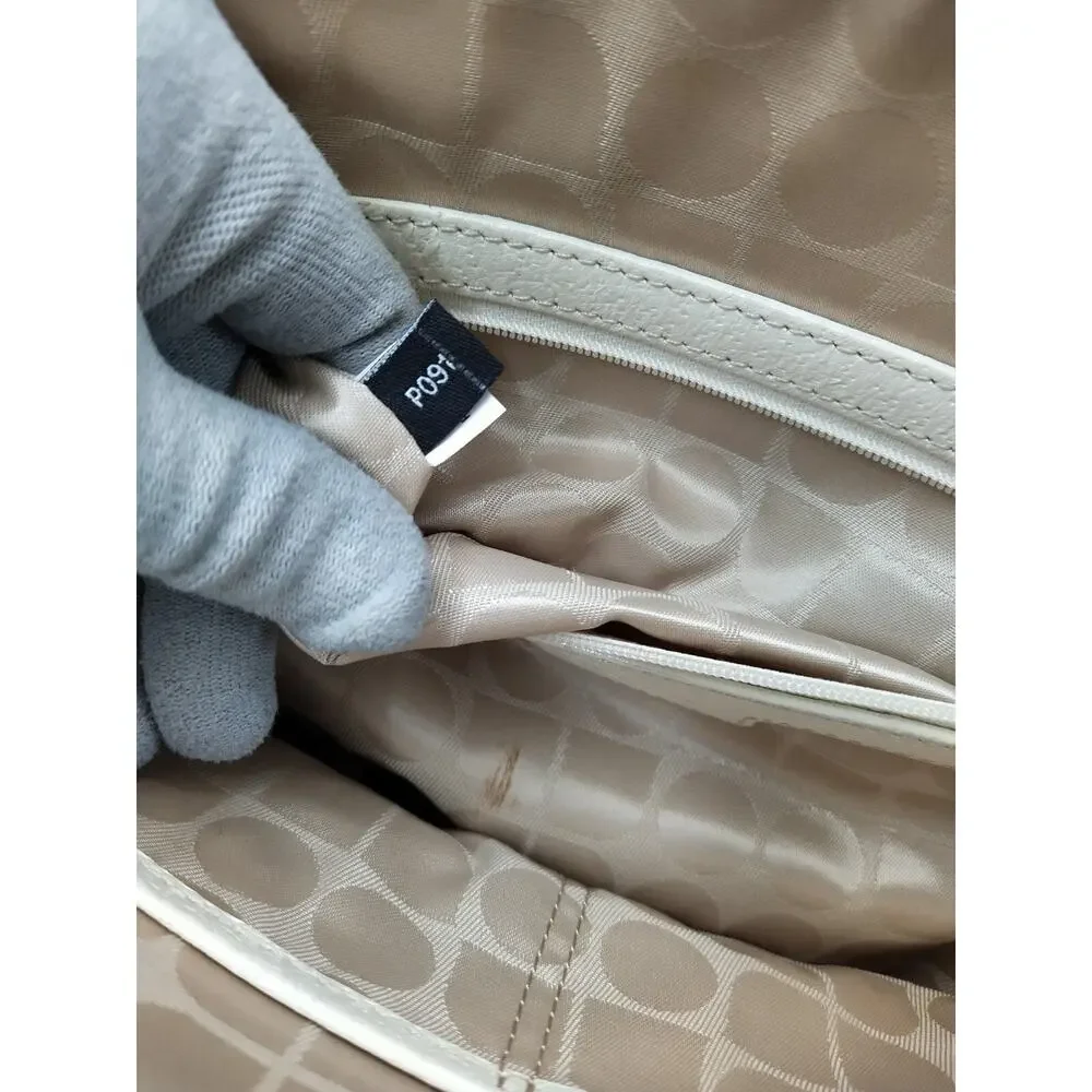 Kate Spade New York White Leather Top Handle Zipper Pocket Satchel Shoulder Bag